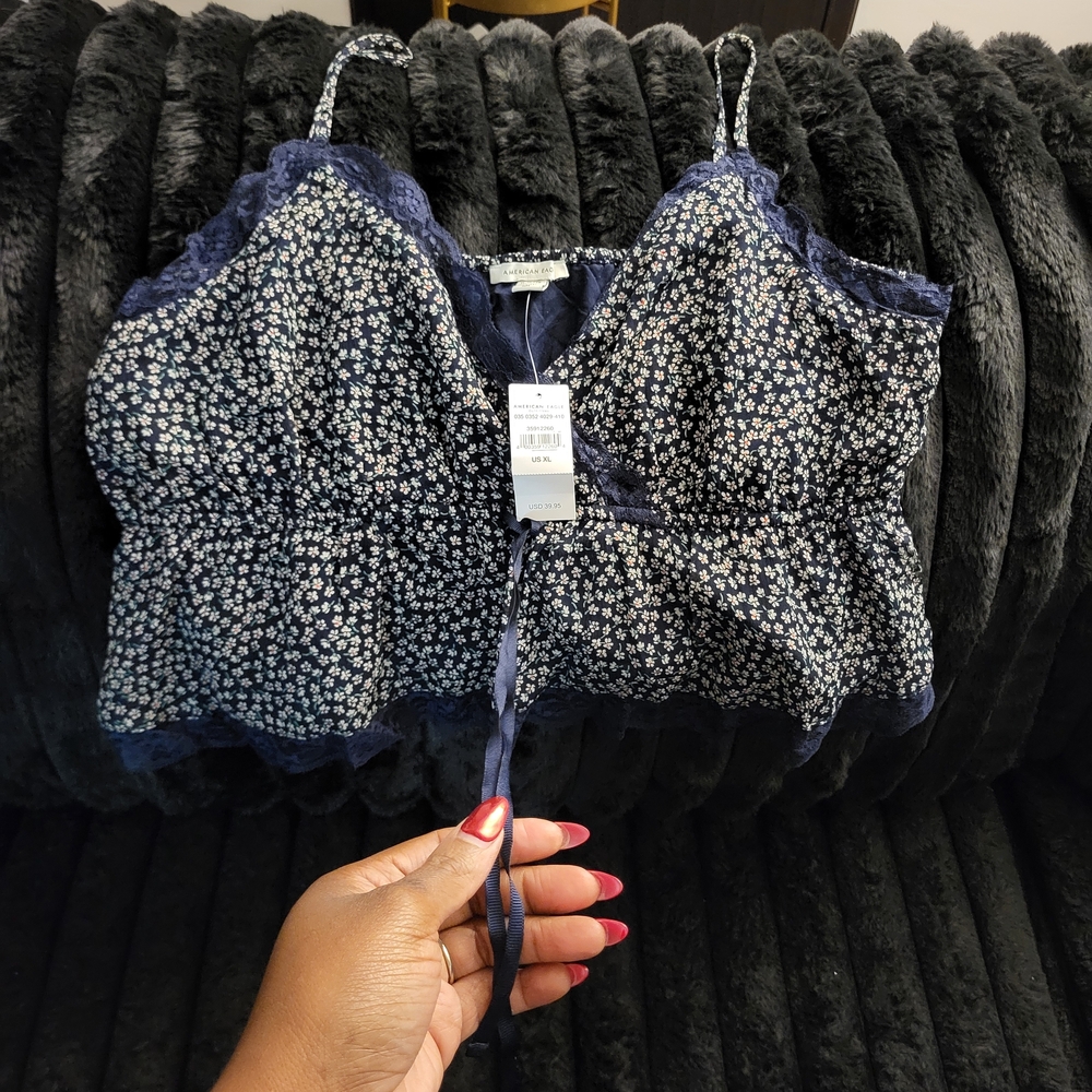 American Eagle Navy Floral Cami Top